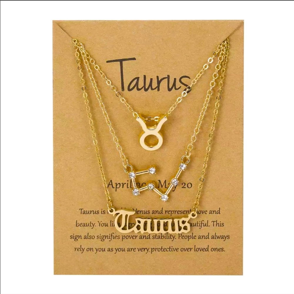 3Pcs/Set Zodiac/Constellation Gold Necklaces